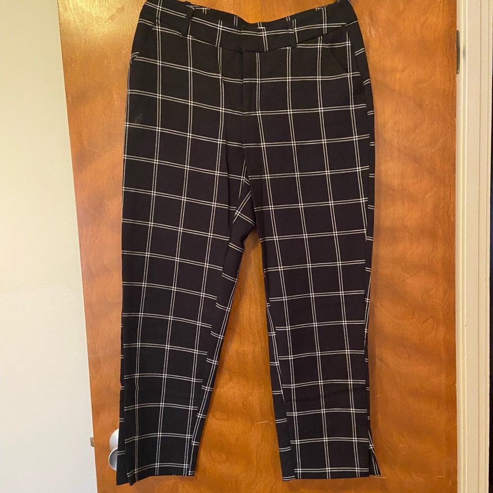 Black dress pants with grid design